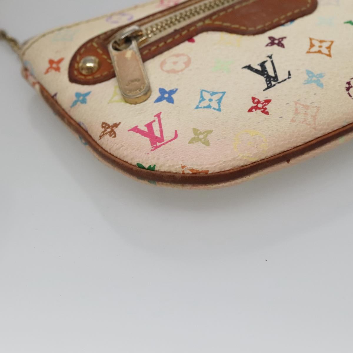 LOUIS VUITTON Monogram Multicolor Pochette MM Pouch White M60028 LV Auth 123829