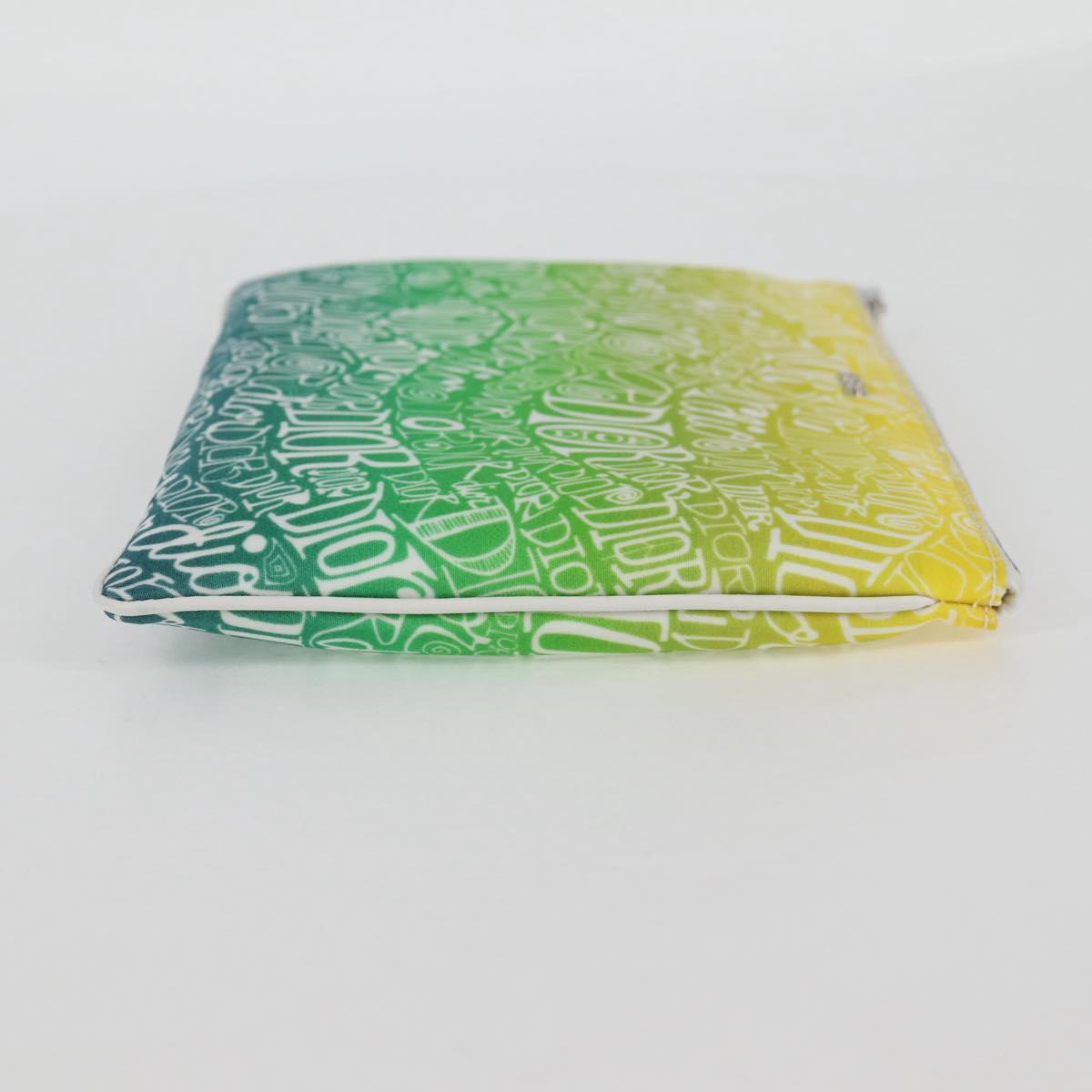 Christian Dior STUSSY Collaboration Pouch Nylon Yellow Green Auth 123837M