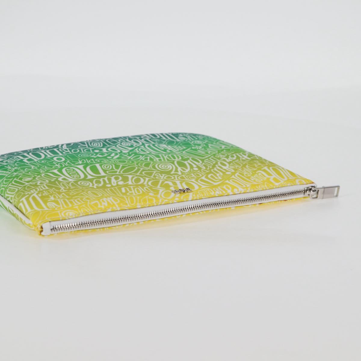 Christian Dior STUSSY Collaboration Pouch Nylon Yellow Green Auth 123837M