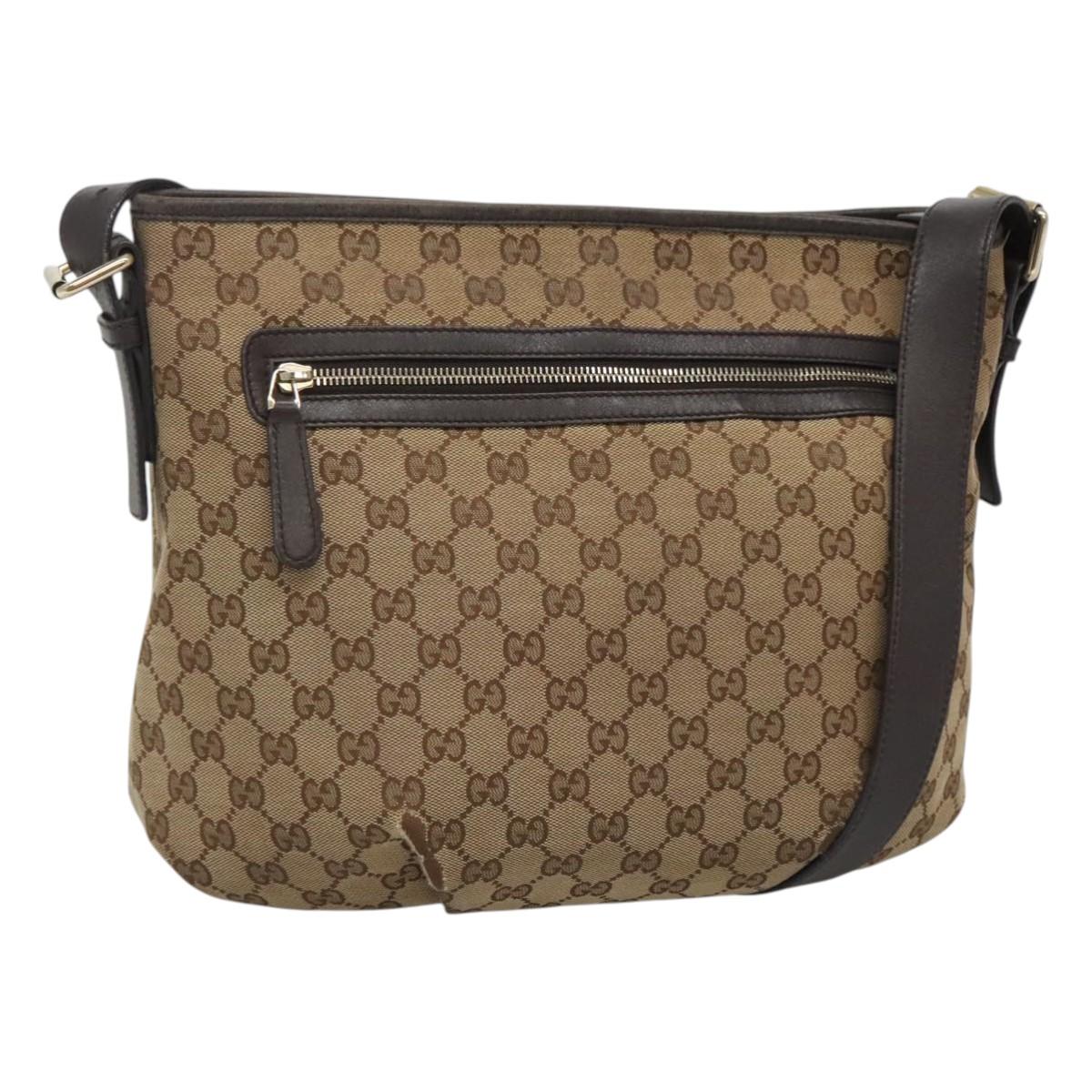 GUCCI GG Canvas Shoulder Bag Outlet Beige Gold 388930 Auth 123848