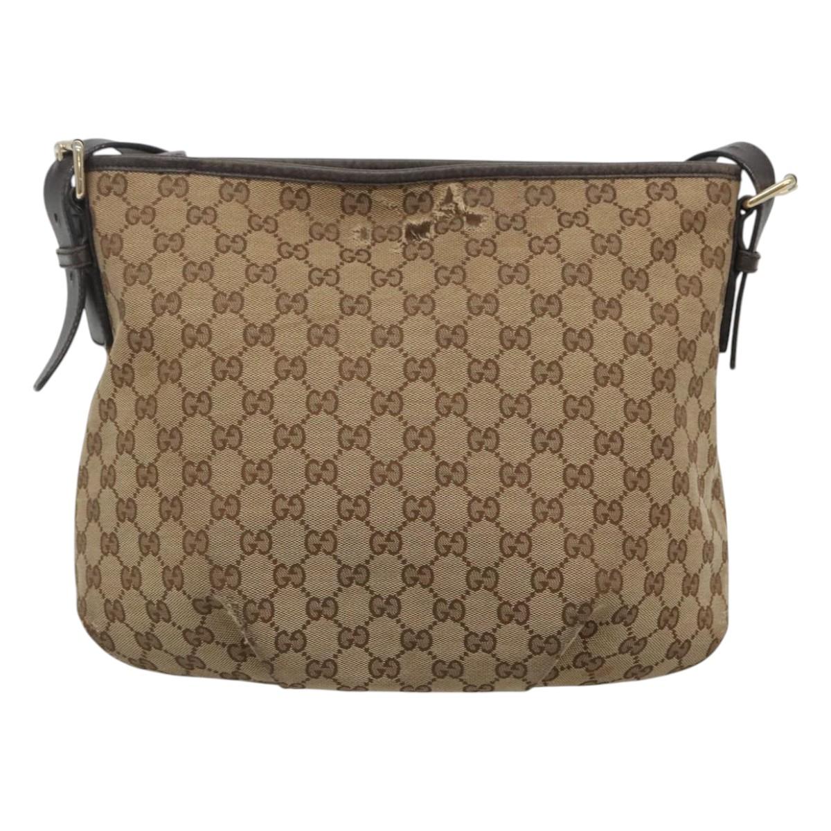 GUCCI GG Canvas Shoulder Bag Outlet Beige Gold 388930 Auth 123848
