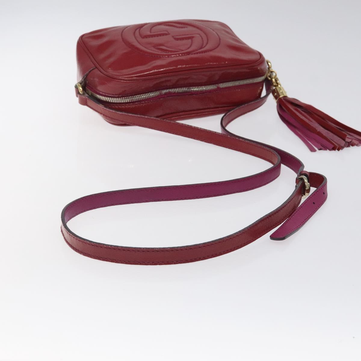 GUCCI Soho Interlocking Shoulder Bag Enamel Red Gold 308364 Auth 123849