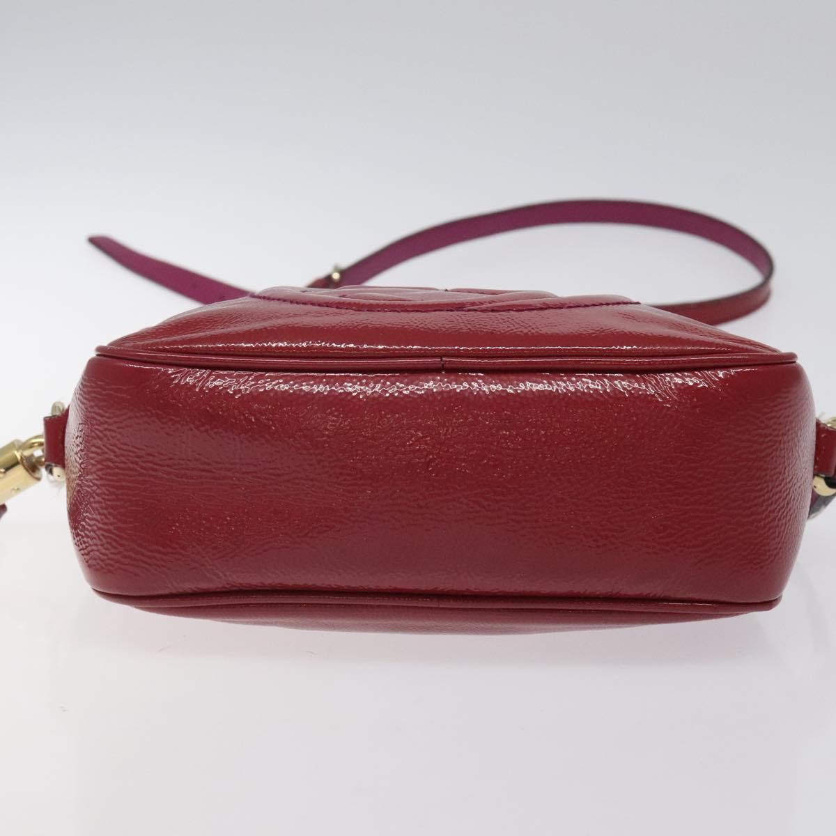 GUCCI Soho Interlocking Shoulder Bag Enamel Red Gold 308364 Auth 123849