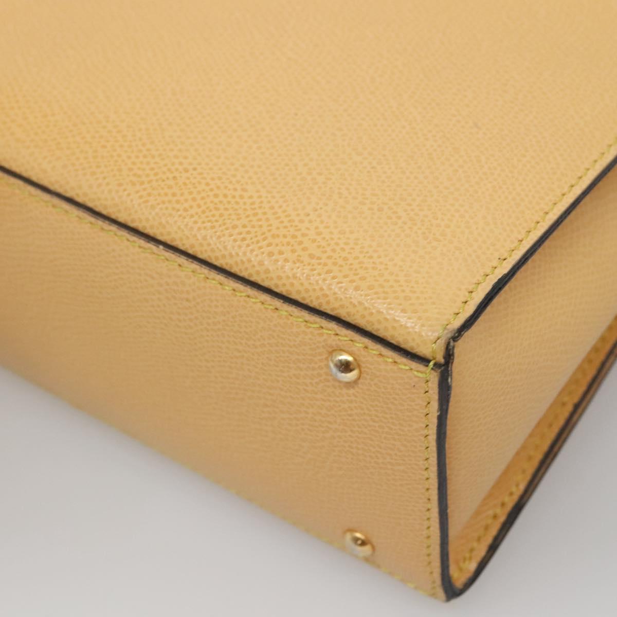 CELINE Hand Bag Leather Yellow Gold Auth 123851