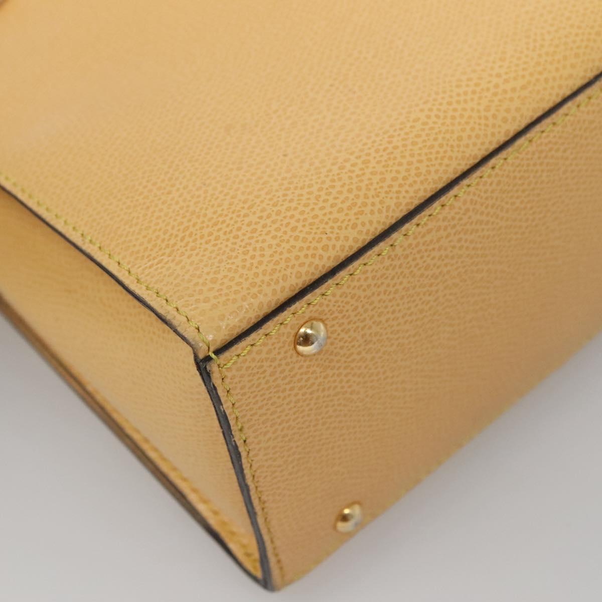 CELINE Hand Bag Leather Yellow Gold Auth 123851