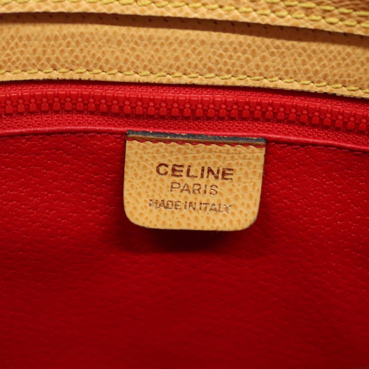 CELINE Hand Bag Leather Yellow Gold Auth 123851
