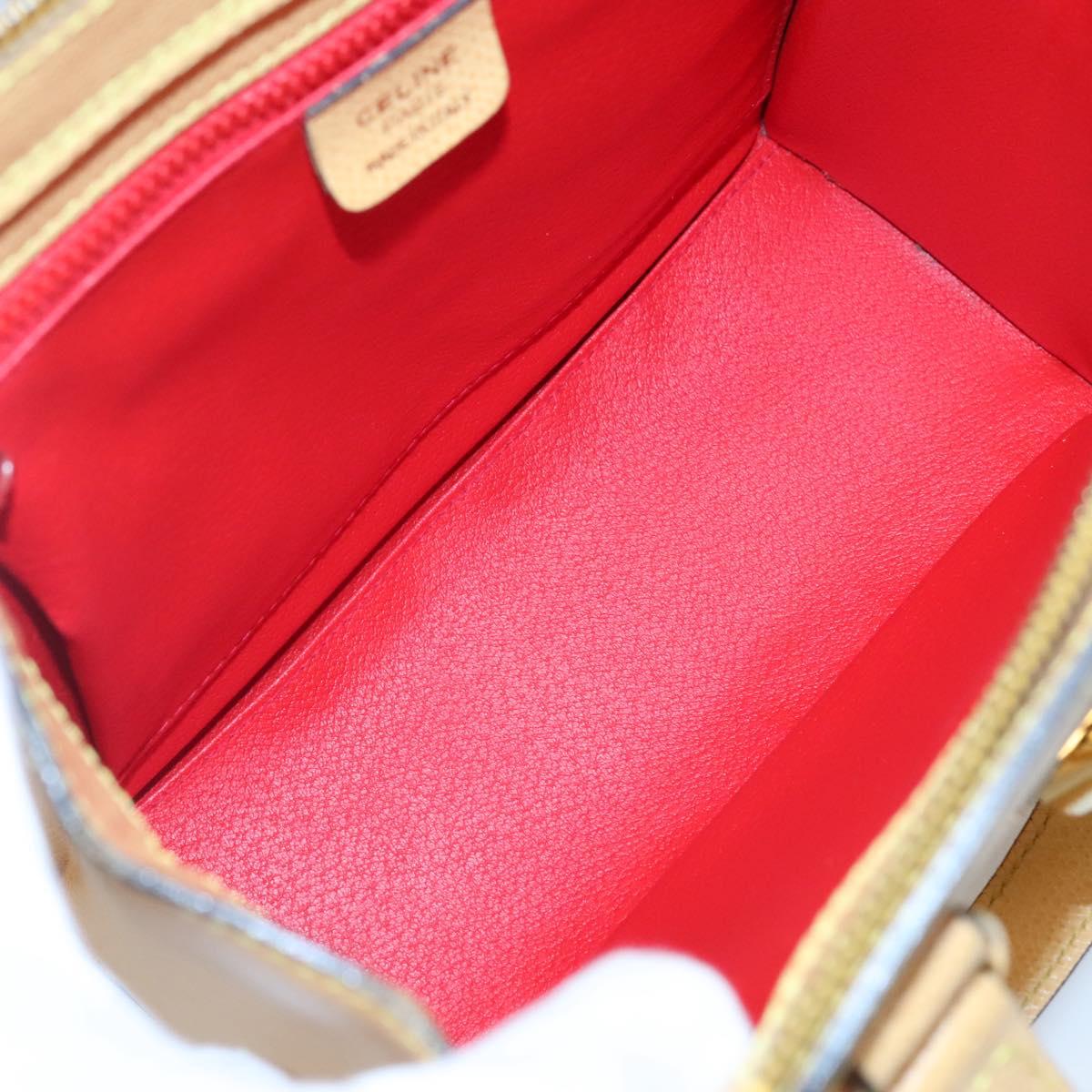 CELINE Hand Bag Leather Yellow Gold Auth 123851