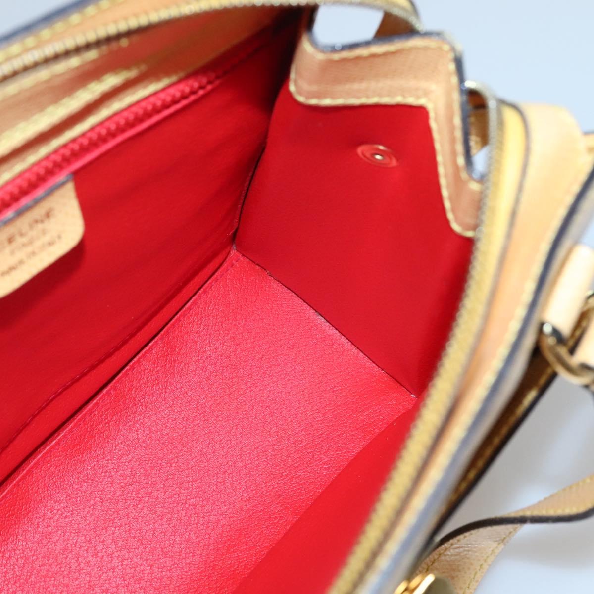 CELINE Hand Bag Leather Yellow Gold Auth 123851