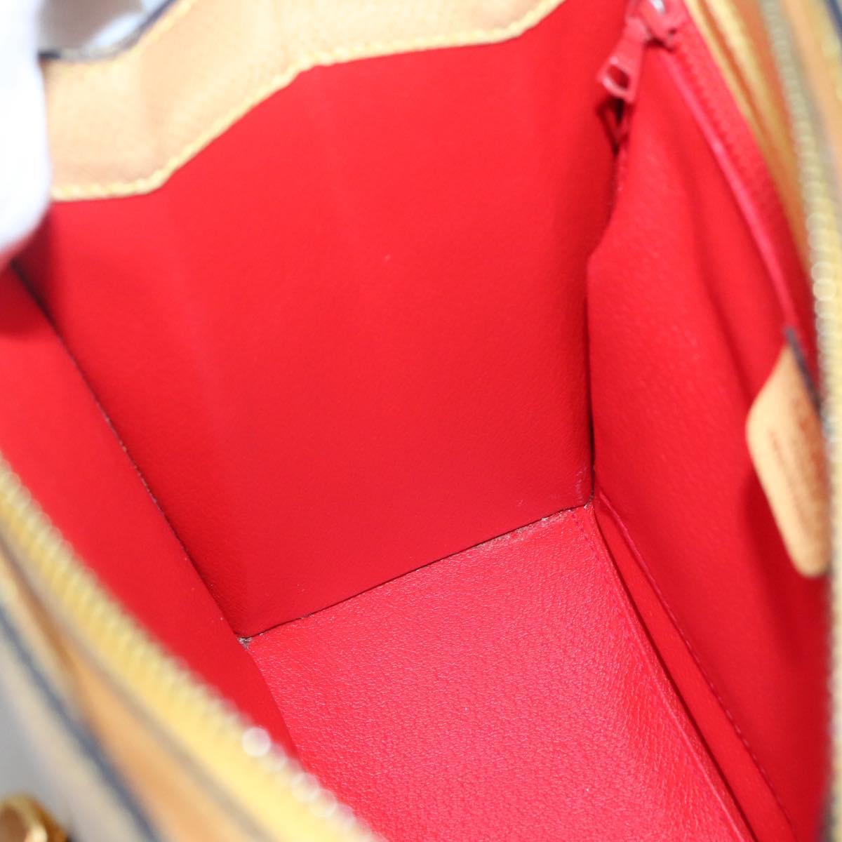 CELINE Hand Bag Leather Yellow Gold Auth 123851