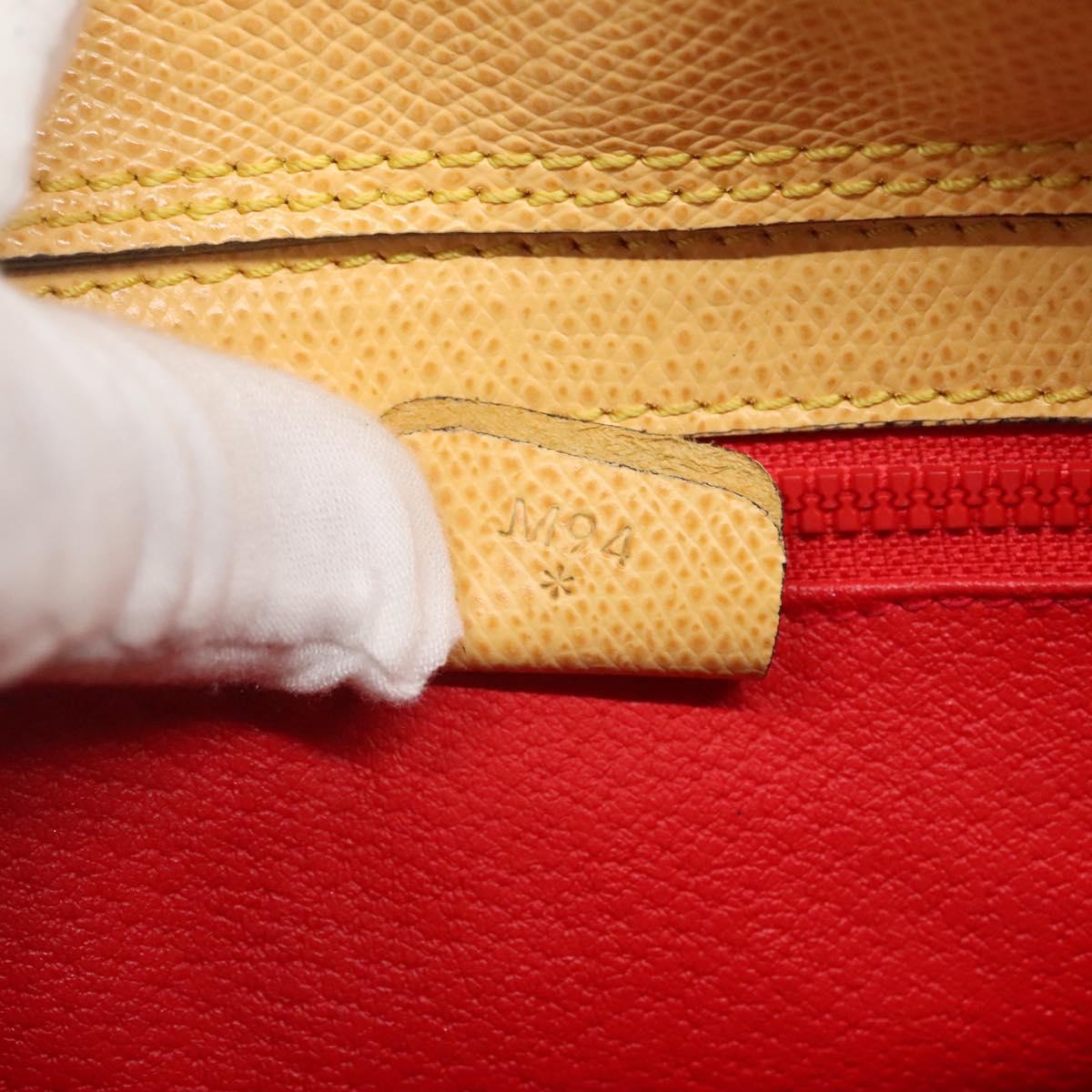 CELINE Hand Bag Leather Yellow Gold Auth 123851