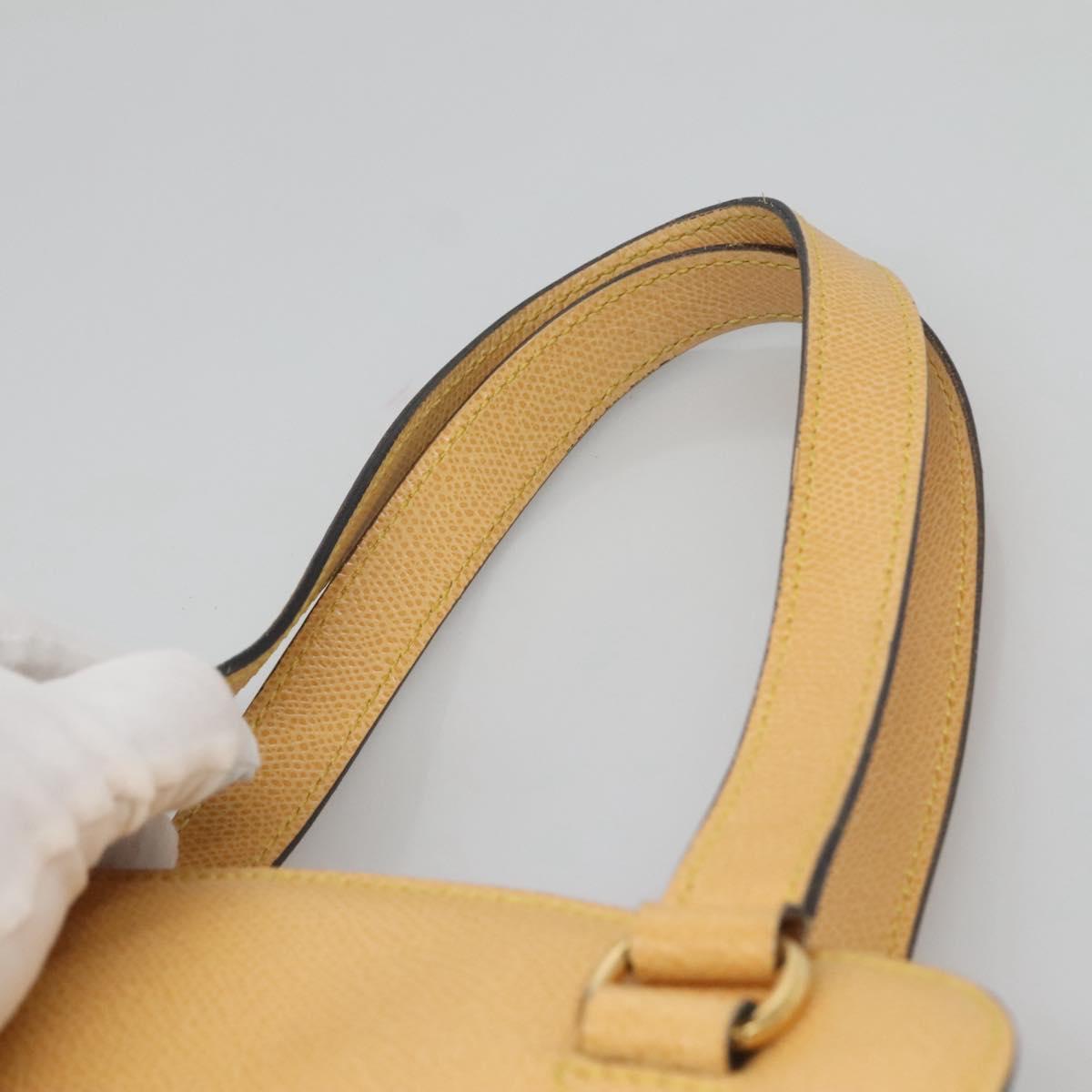CELINE Hand Bag Leather Yellow Gold Auth 123851