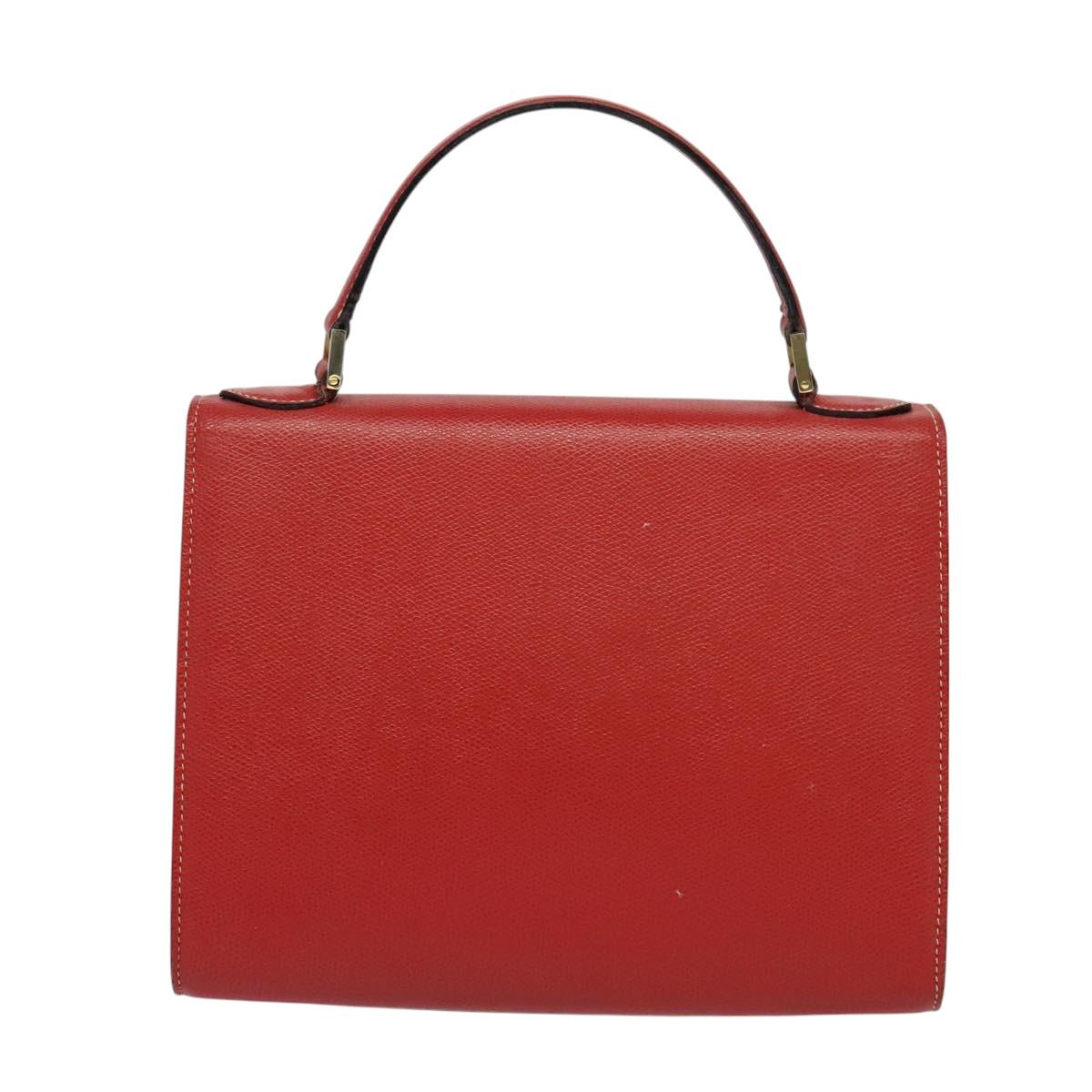 BALLY Hand Bag Leather 2way Red Gold Auth 123853