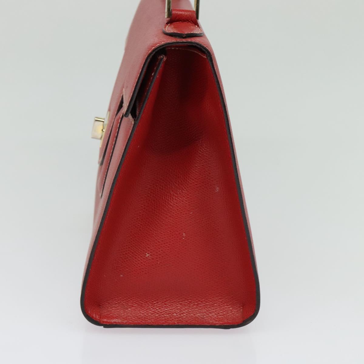 BALLY Hand Bag Leather 2way Red Gold Auth 123853