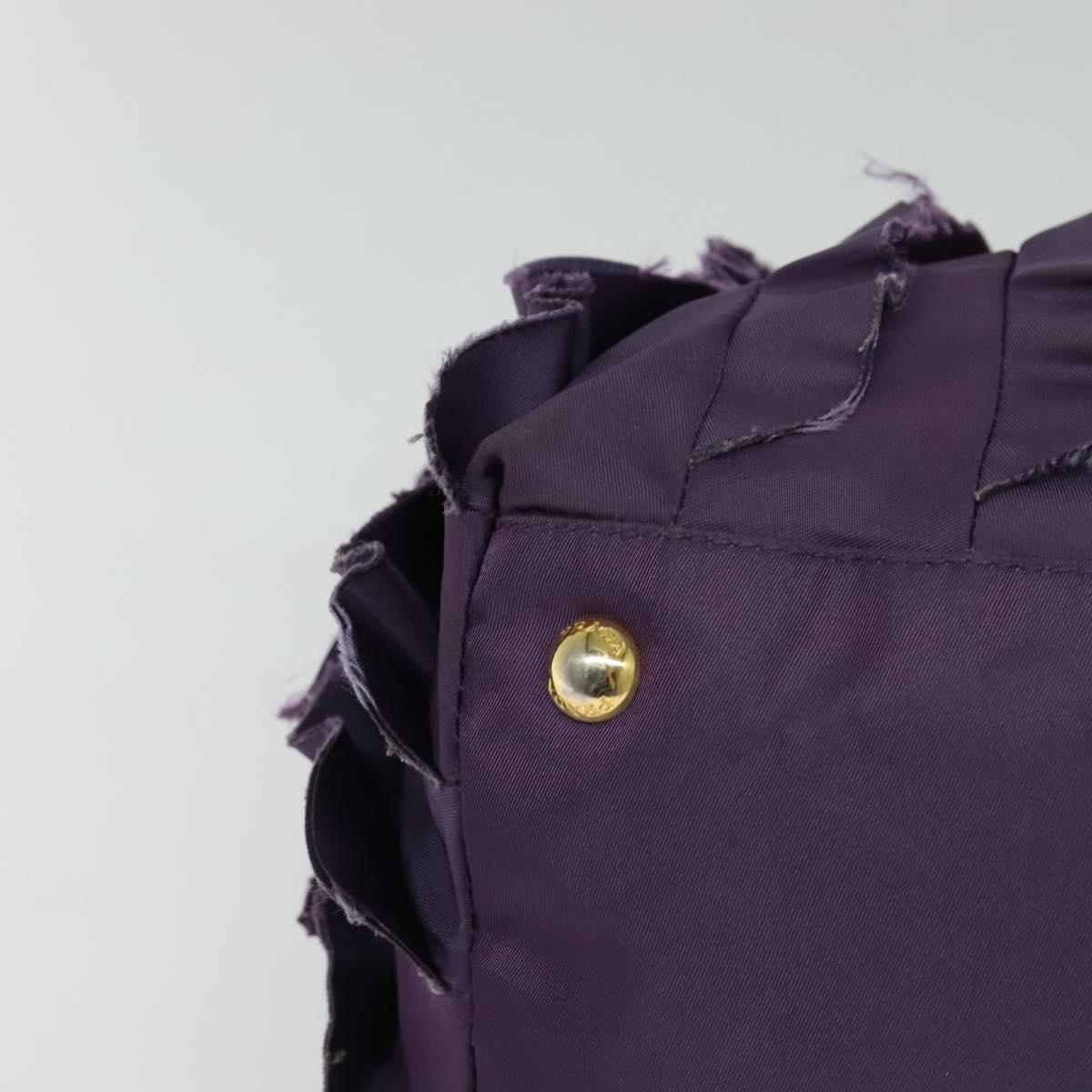PRADA Hand Bag Nylon Purple Gold Auth 123857