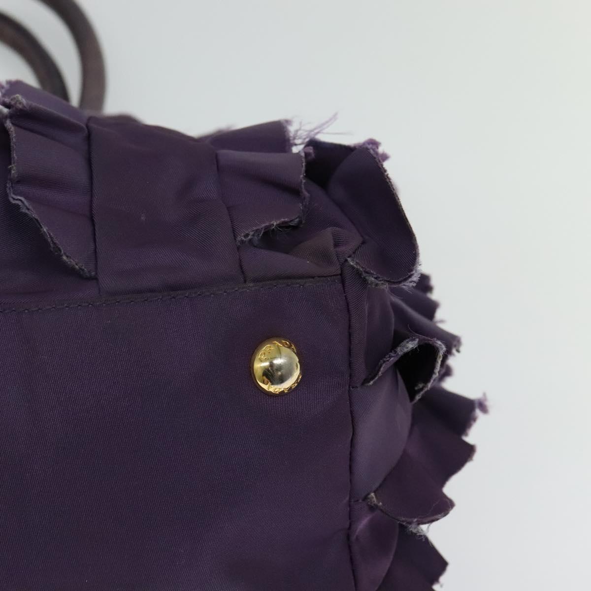 PRADA Hand Bag Nylon Purple Gold Auth 123857