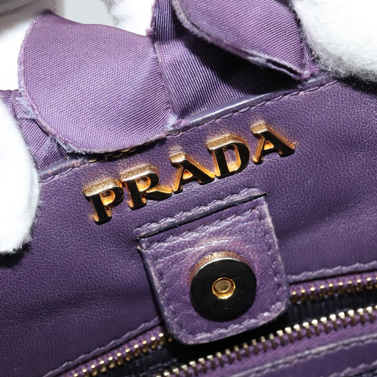 PRADA Hand Bag Nylon Purple Gold Auth 123857
