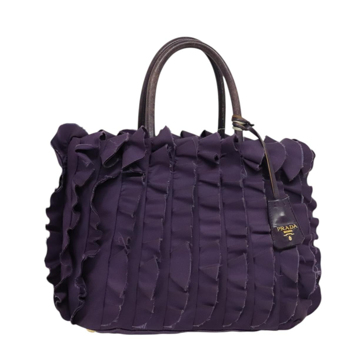 PRADA Hand Bag Nylon Purple Gold Auth 123857