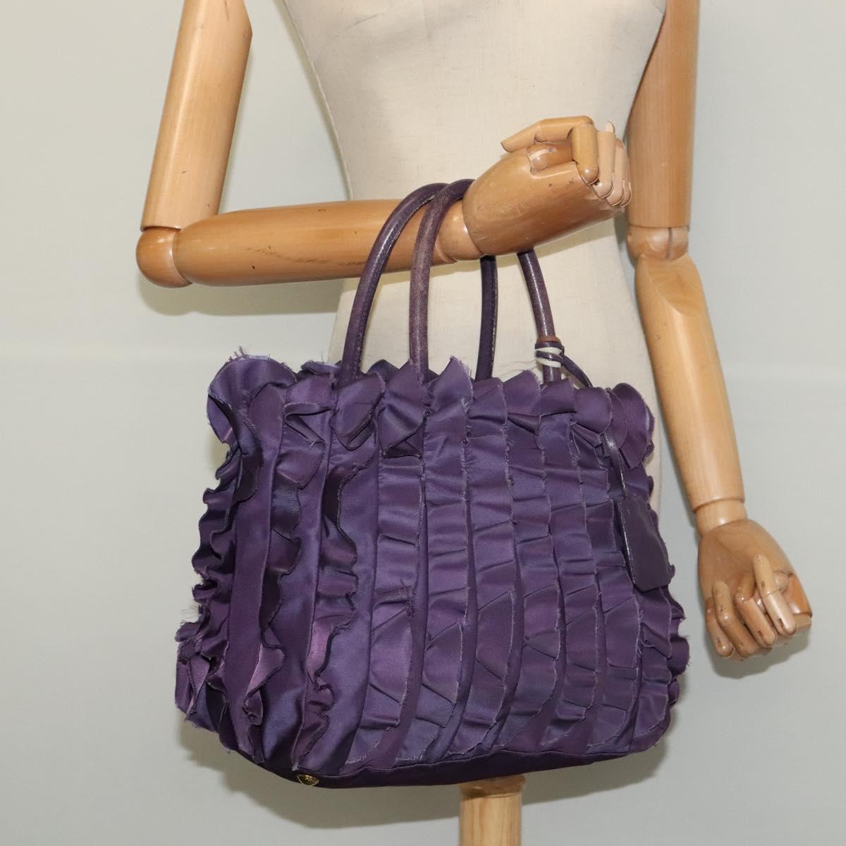 PRADA Hand Bag Nylon Purple Gold Auth 123857