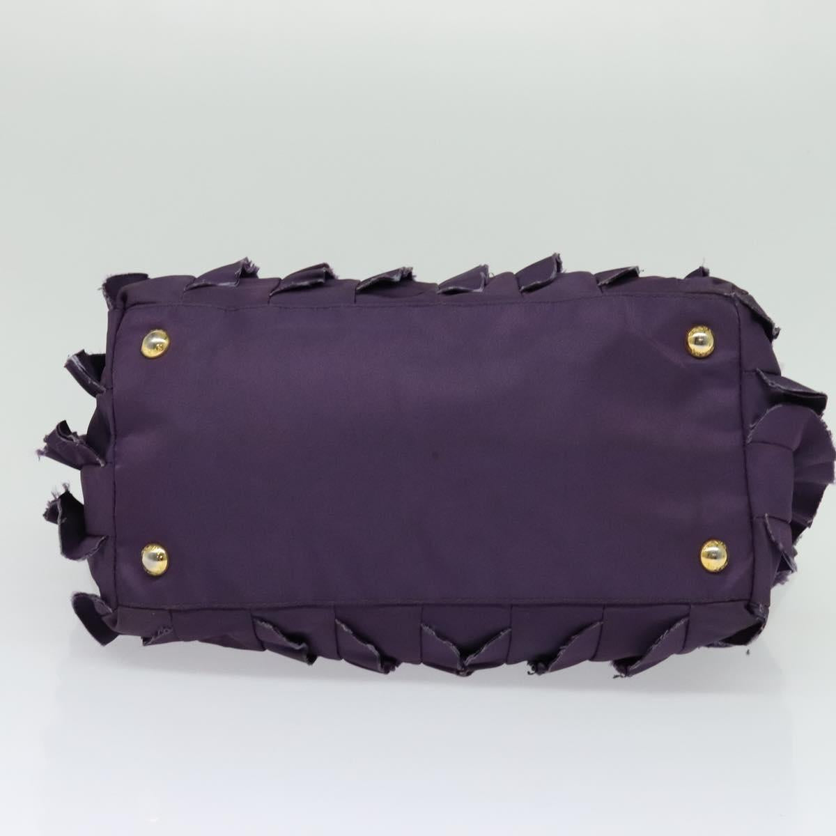 PRADA Hand Bag Nylon Purple Gold Auth 123857