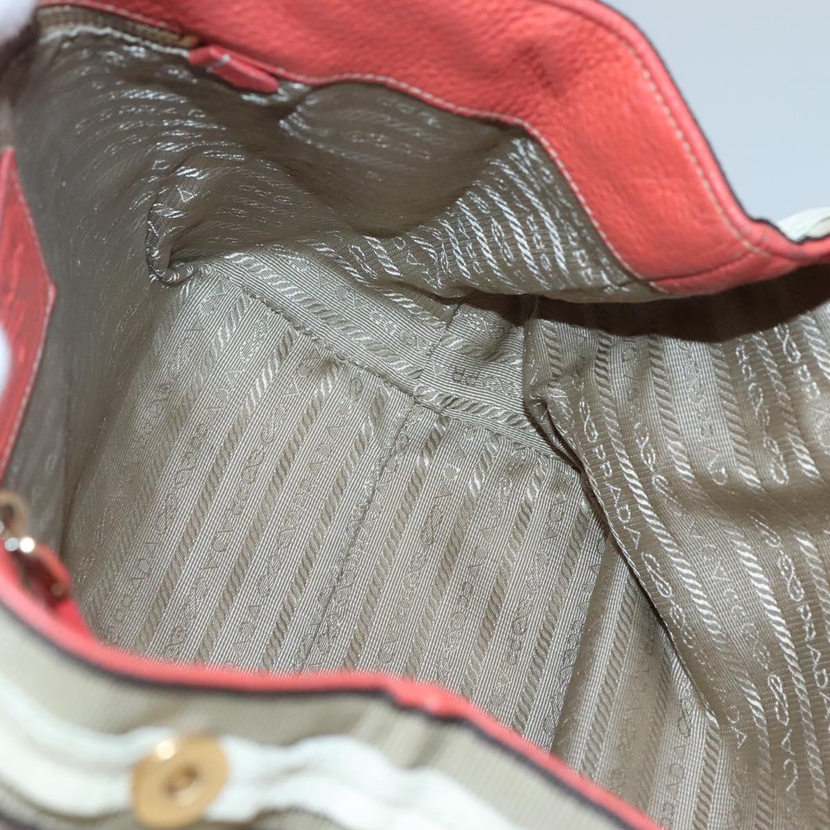 PRADA Hand Bag Canvas Beige Gold Auth 123858