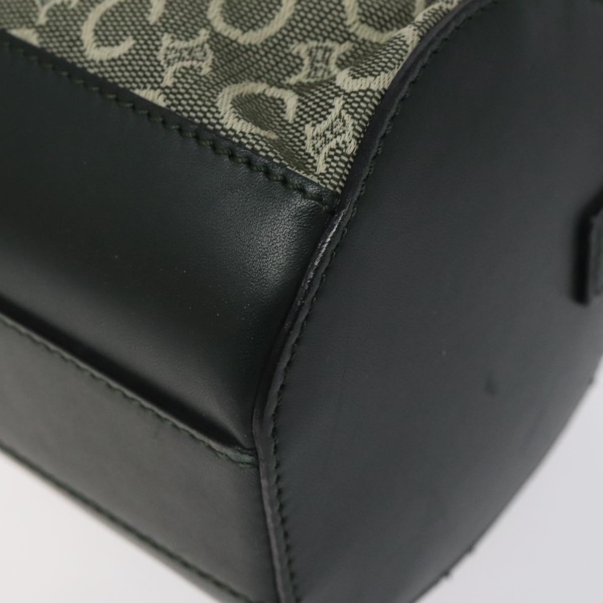 CELINE C Macadam Canvas Shoulder Bag Green Gold Auth 123863