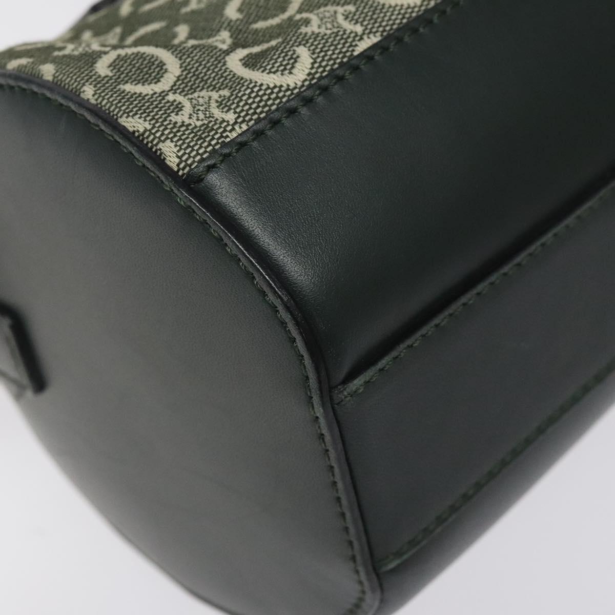 CELINE C Macadam Canvas Shoulder Bag Green Gold Auth 123863