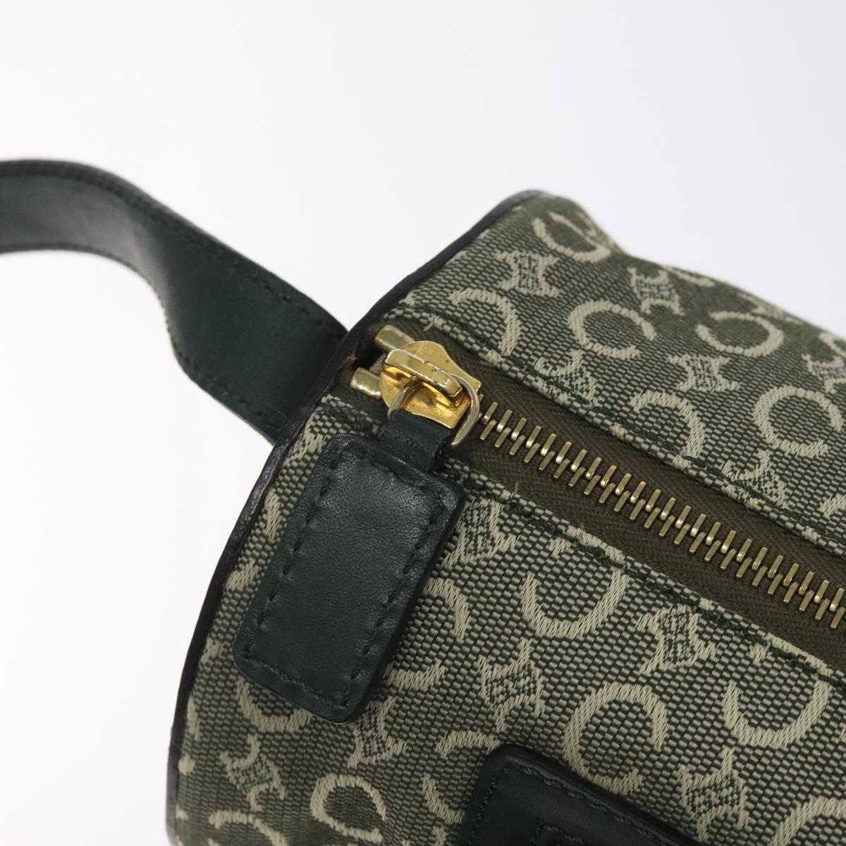 CELINE C Macadam Canvas Shoulder Bag Green Gold Auth 123863