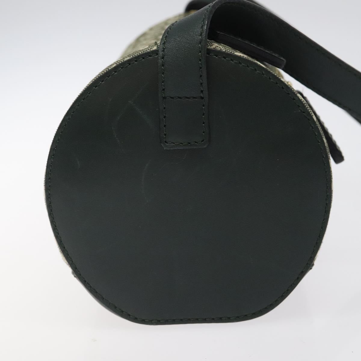 CELINE C Macadam Canvas Shoulder Bag Green Gold Auth 123863