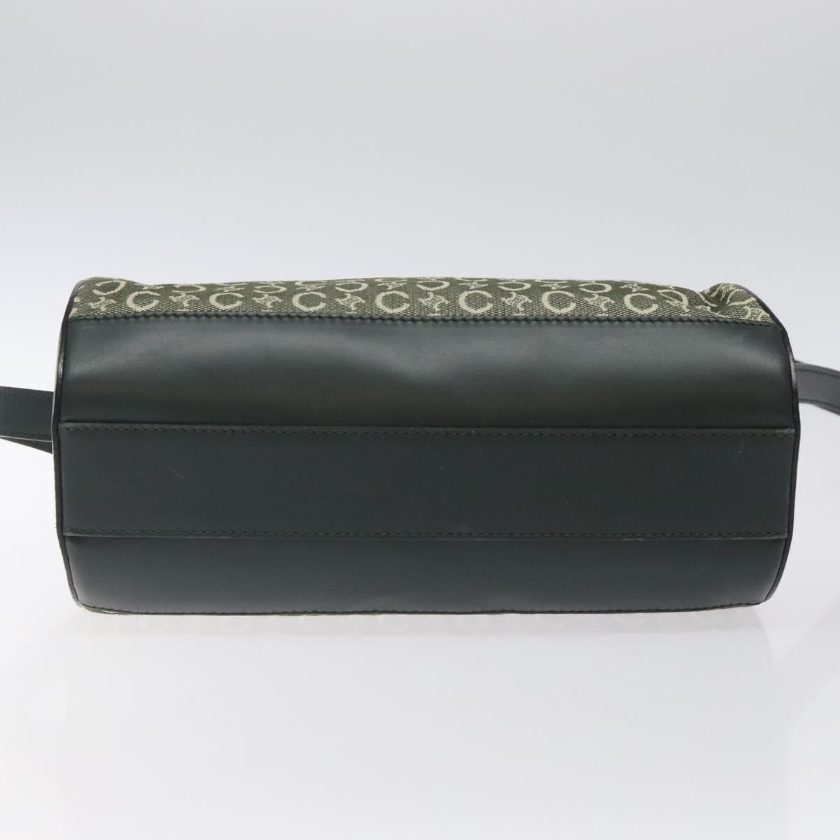 CELINE C Macadam Canvas Shoulder Bag Green Gold Auth 123863