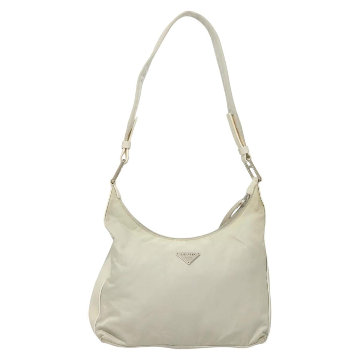 PRADA Shoulder Bag Nylon Silver Gray Auth 123869