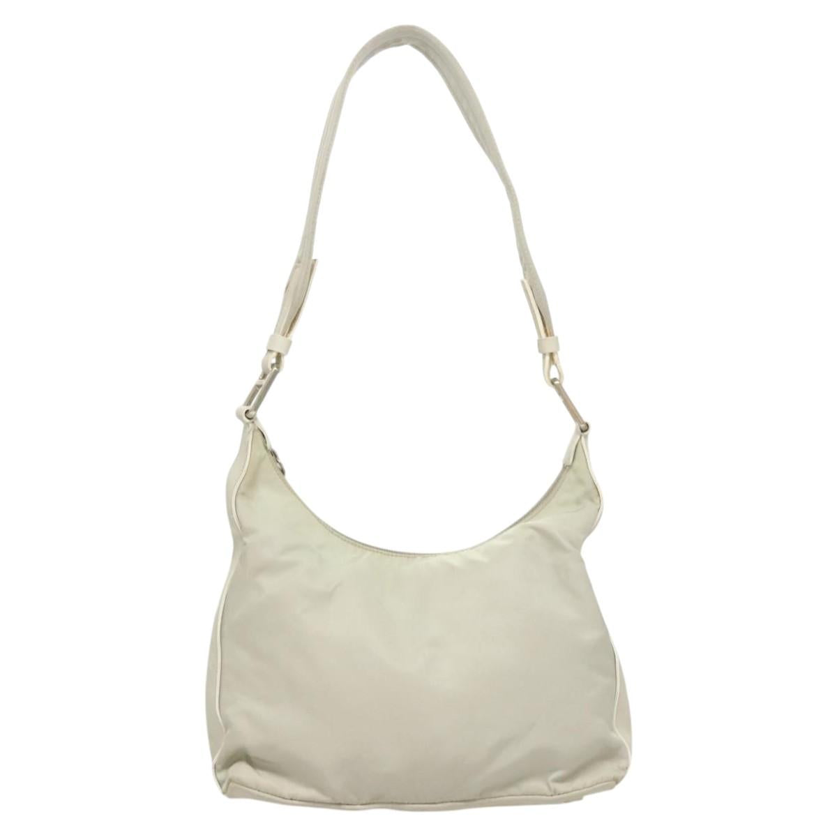 PRADA Shoulder Bag Nylon Silver Gray Auth 123869