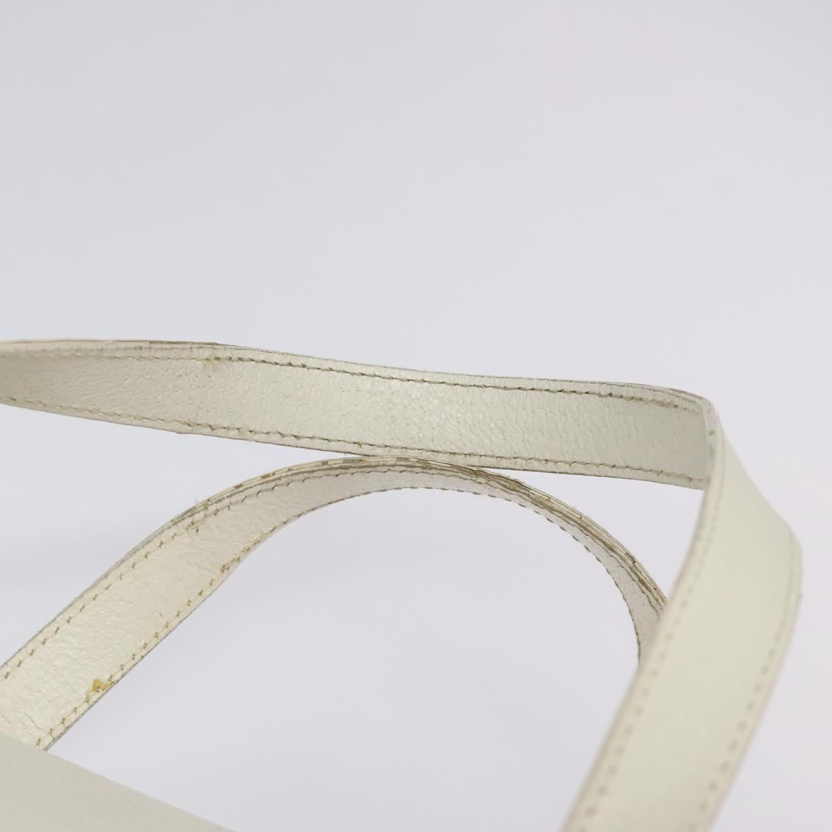GUCCI Tote Bag Leather White Silver Auth 123894