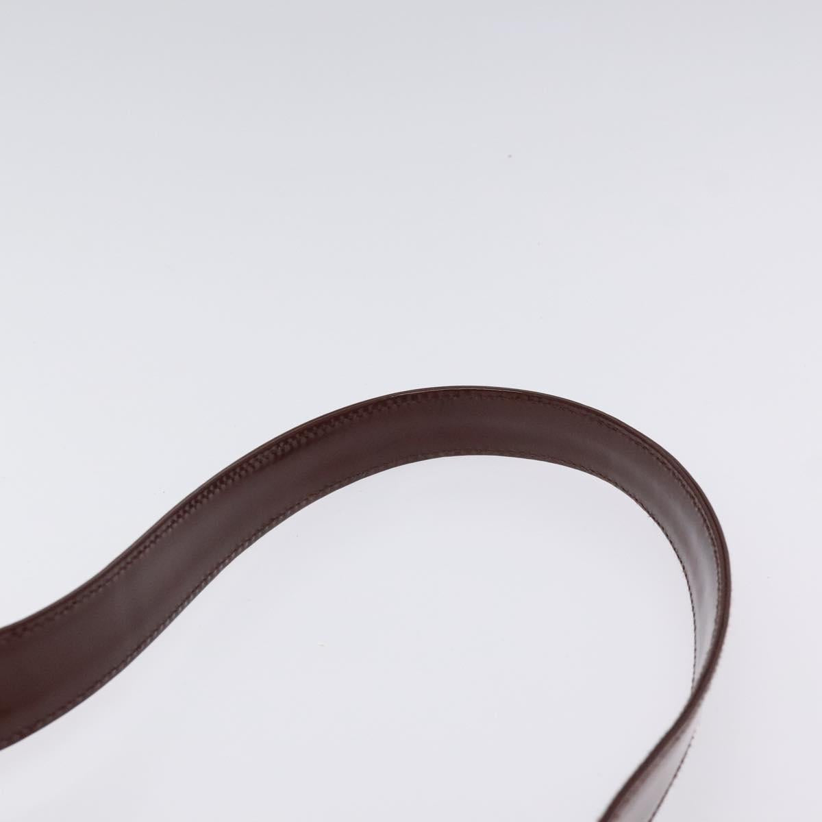 GUCCI Shoulder Bag Patent leather Brown Silver Auth 123895