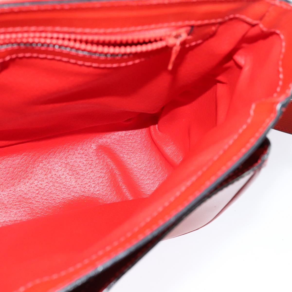 CELINE Shoulder Bag Leather Red Gold Auth 123901