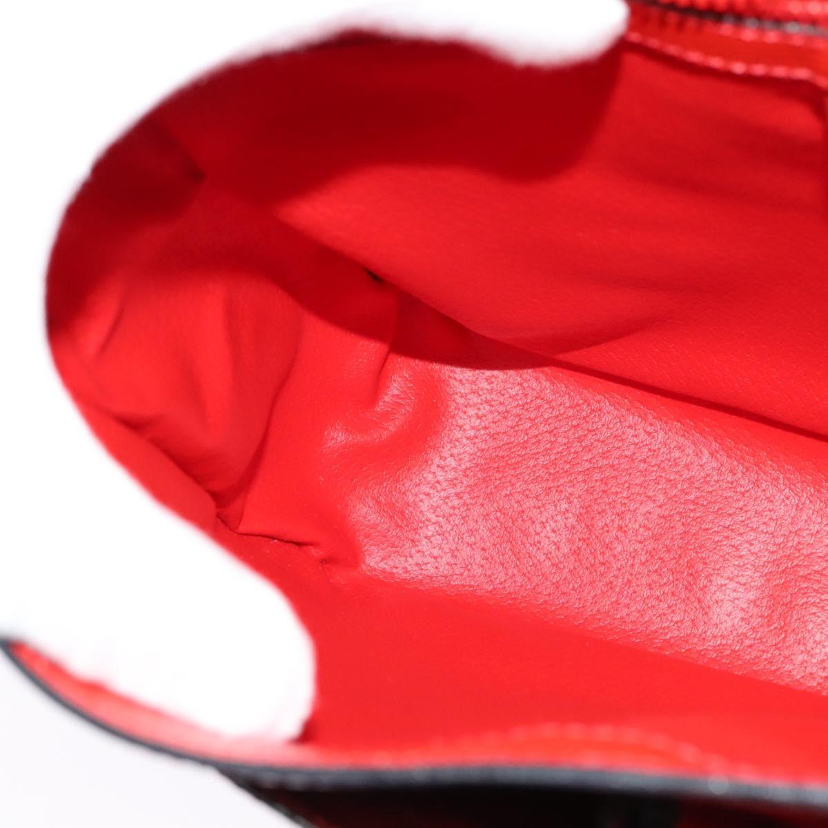 CELINE Shoulder Bag Leather Red Gold Auth 123901