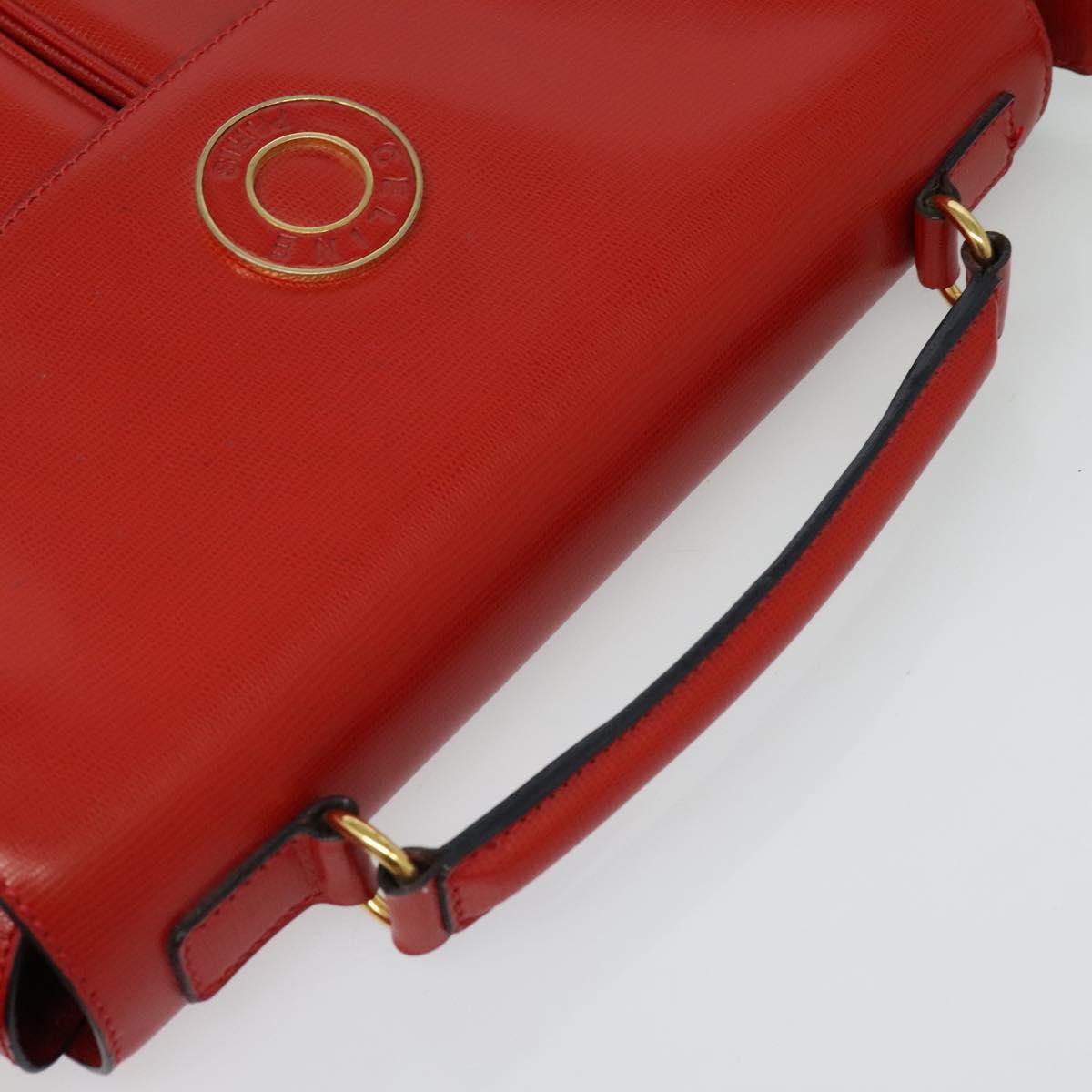 CELINE Shoulder Bag Leather Red Gold Auth 123901