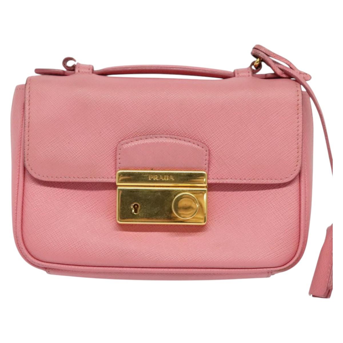 PRADA Hand Bag Safiano leather 2way Pink Auth 123909
