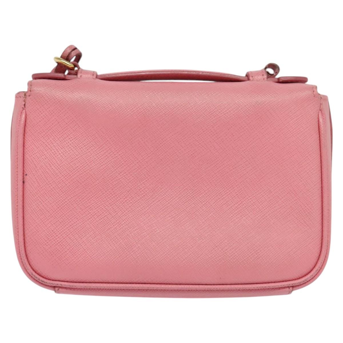 PRADA Hand Bag Safiano leather 2way Pink Auth 123909