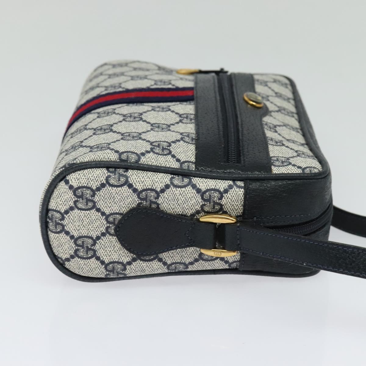 GUCCI GG Supreme Sherry Line Shoulder Bag PVC Navy Gold 98 02 004 Auth 123959