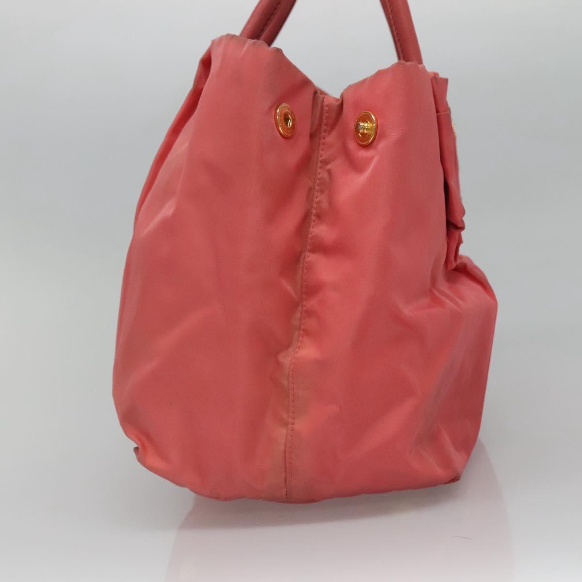 PRADA Tote Bag Nylon Pink Gold Auth 123981