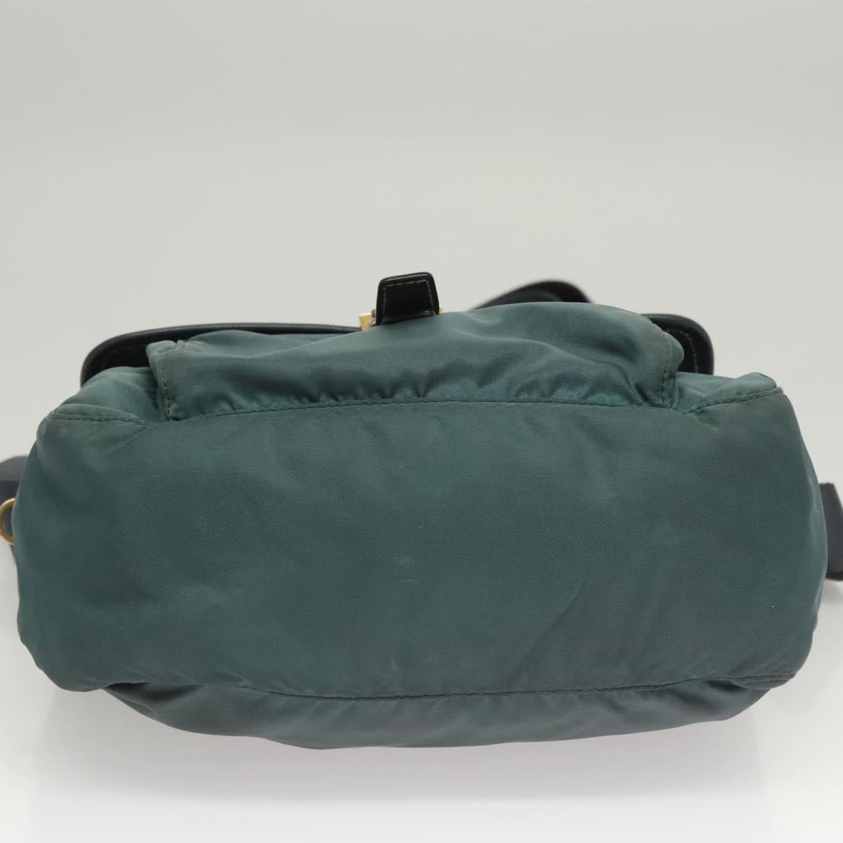 PRADA Shoulder Bag Nylon Green Gold Auth 123982