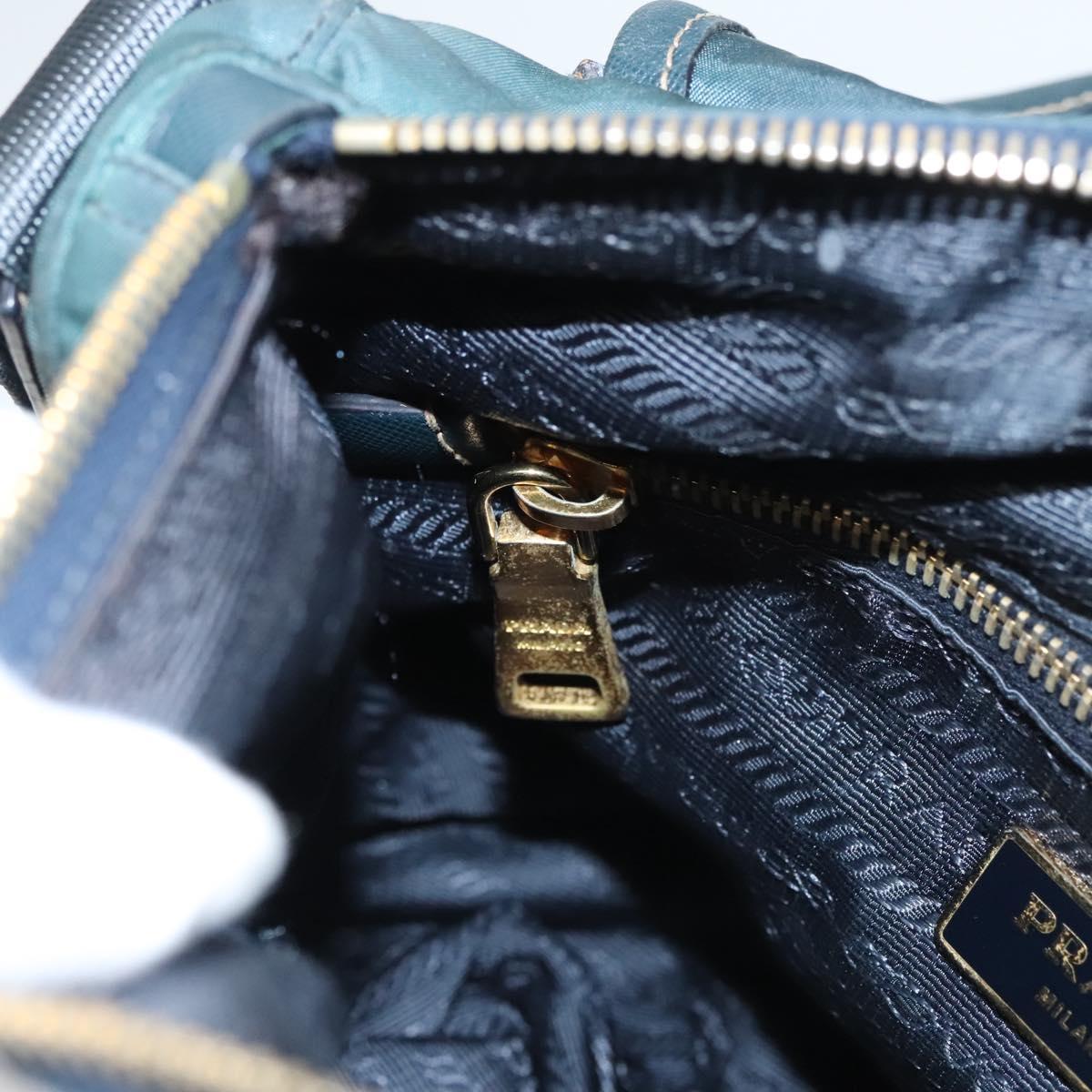 PRADA Shoulder Bag Nylon Green Gold Auth 123982