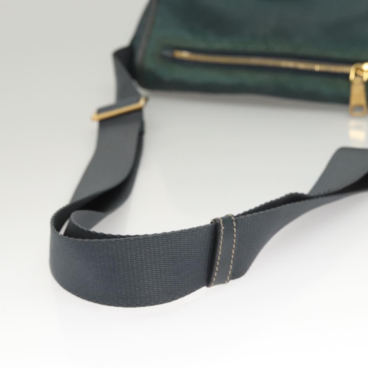 PRADA Shoulder Bag Nylon Green Gold Auth 123982