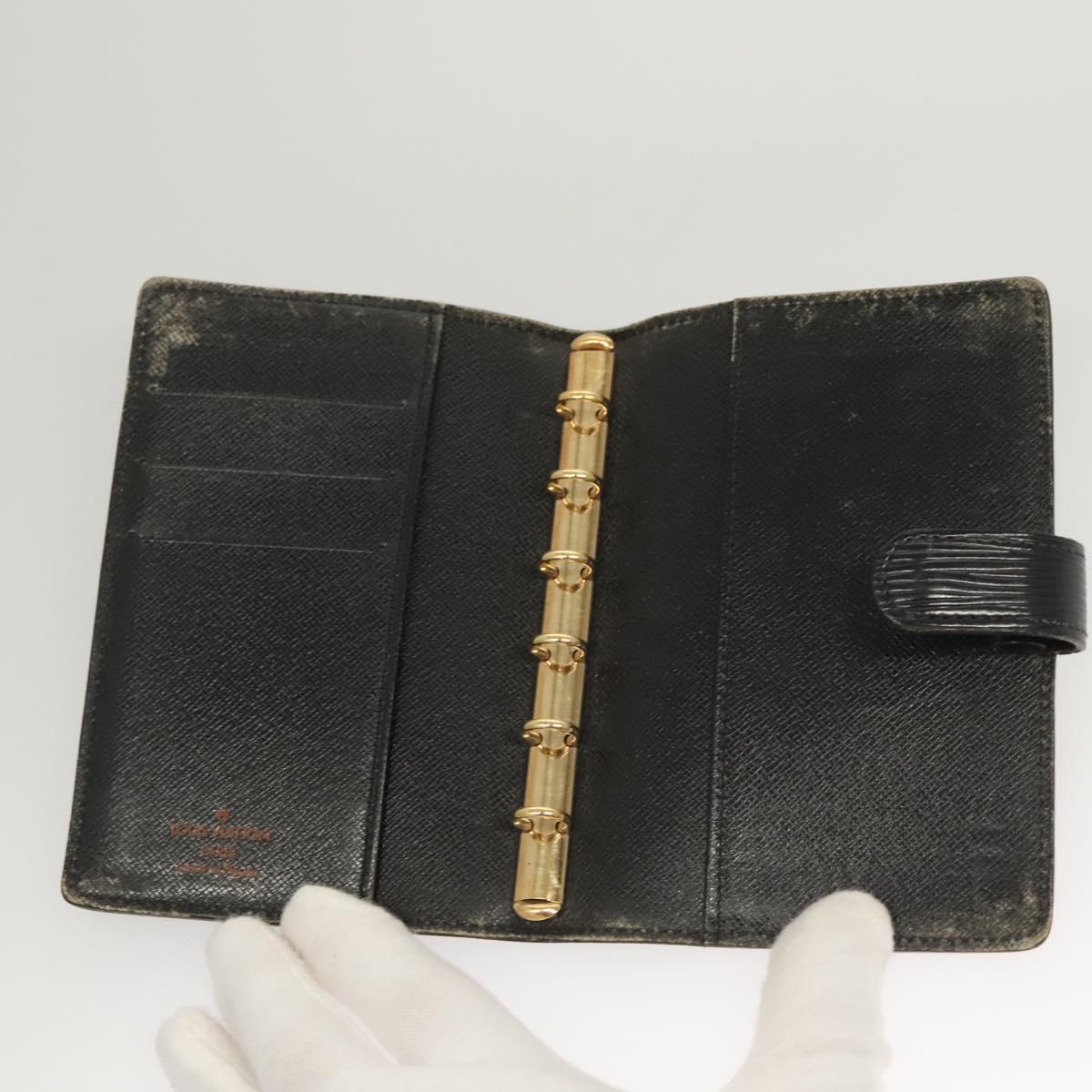 LOUIS VUITTON Epi Agenda PM Day Planner Cover Black R20052 LV Auth 124013