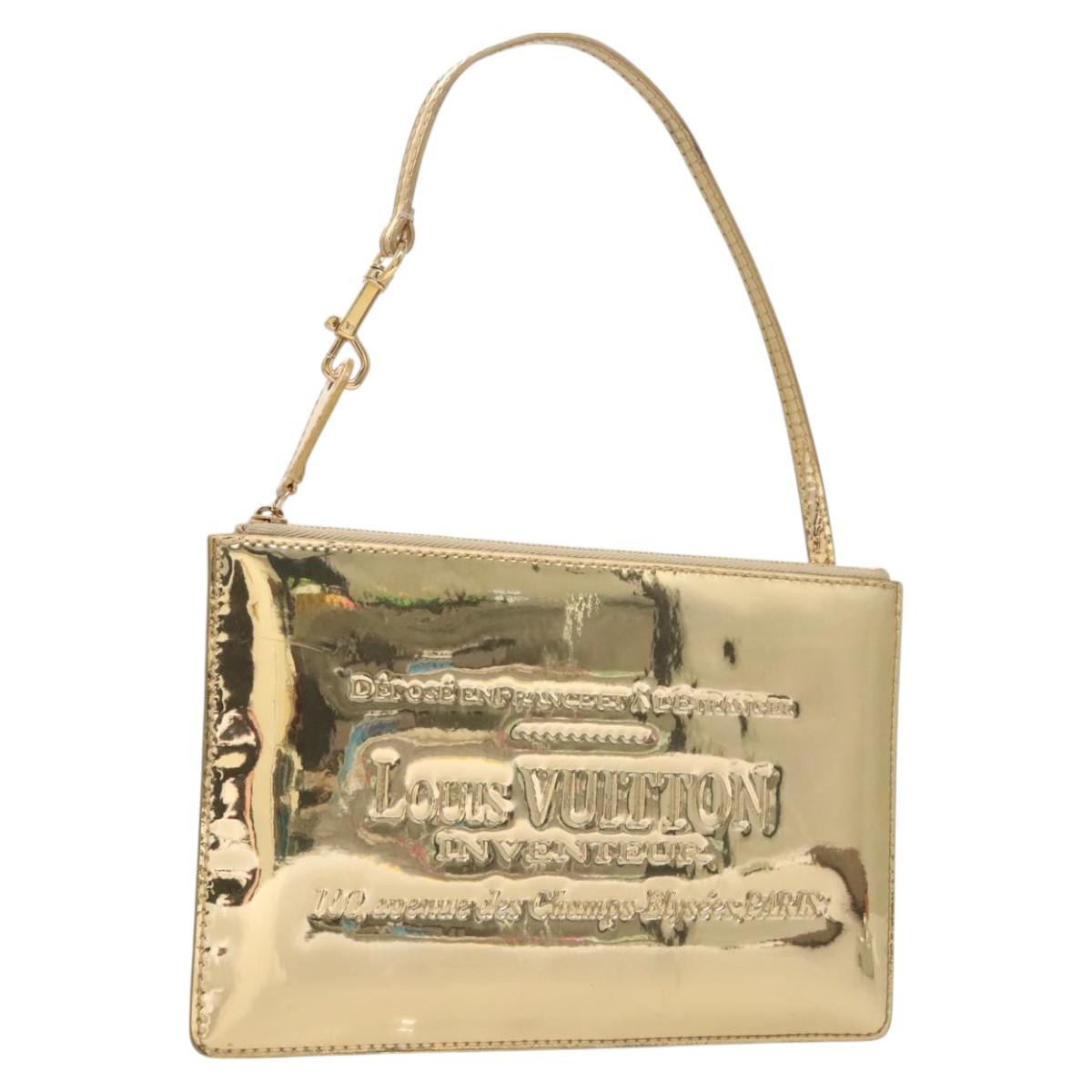 LOUIS VUITTON Monogram Miroir Pochette Plat Clutch Bag Gold M95278 Auth 124040