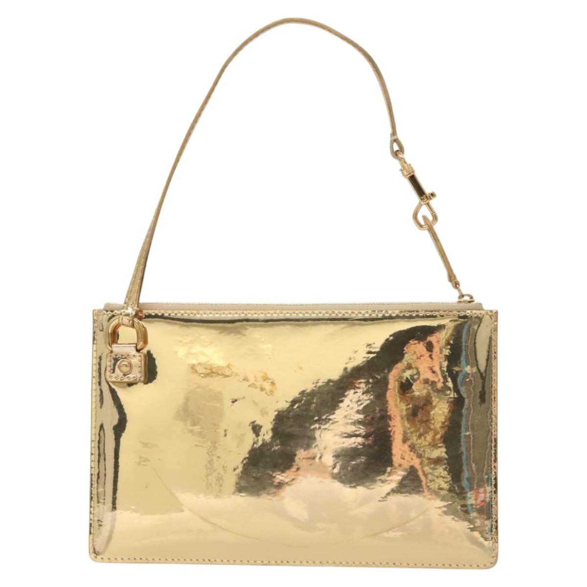 LOUIS VUITTON Monogram Miroir Pochette Plat Clutch Bag Gold M95278 Auth 124040