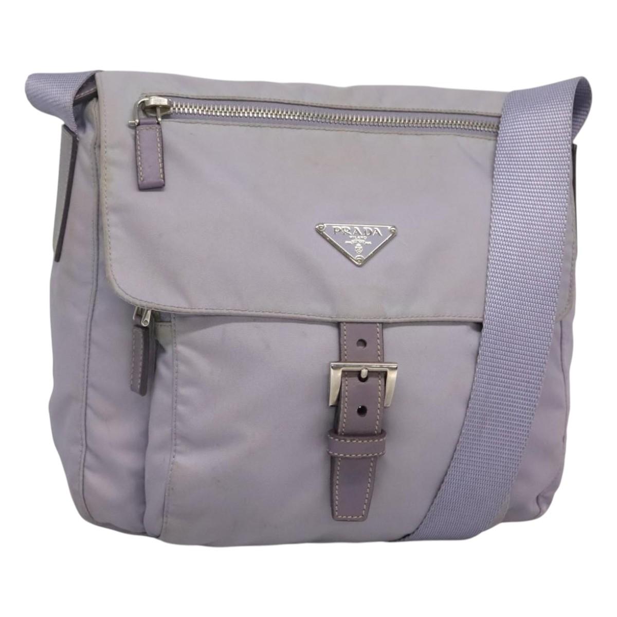 PRADA Shoulder Bag Nylon Purple Silver Auth 124063