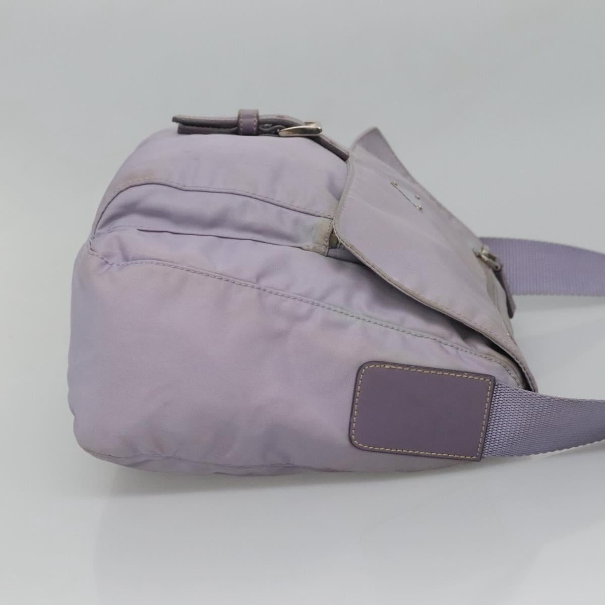 PRADA Shoulder Bag Nylon Purple Silver Auth 124063