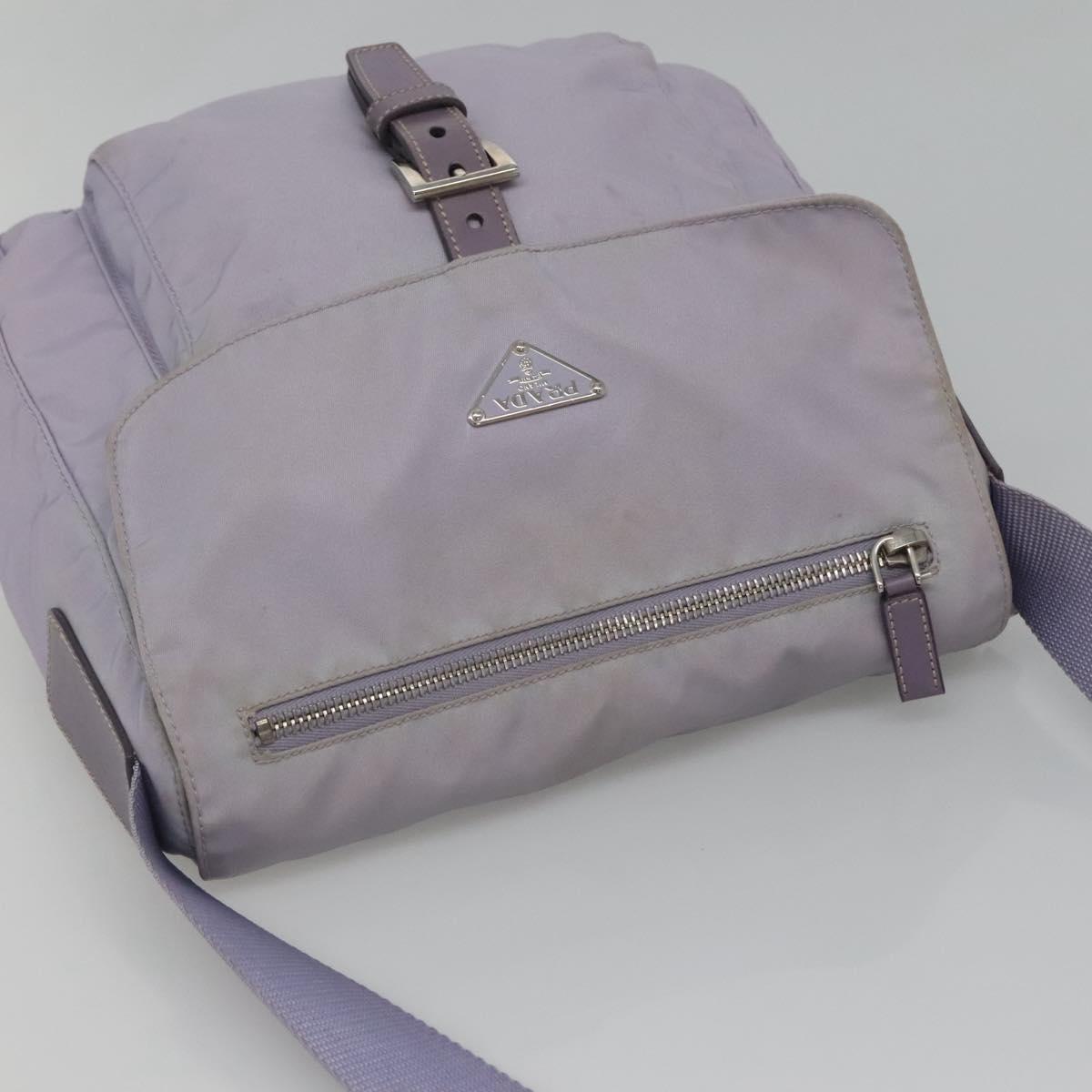 PRADA Shoulder Bag Nylon Purple Silver Auth 124063