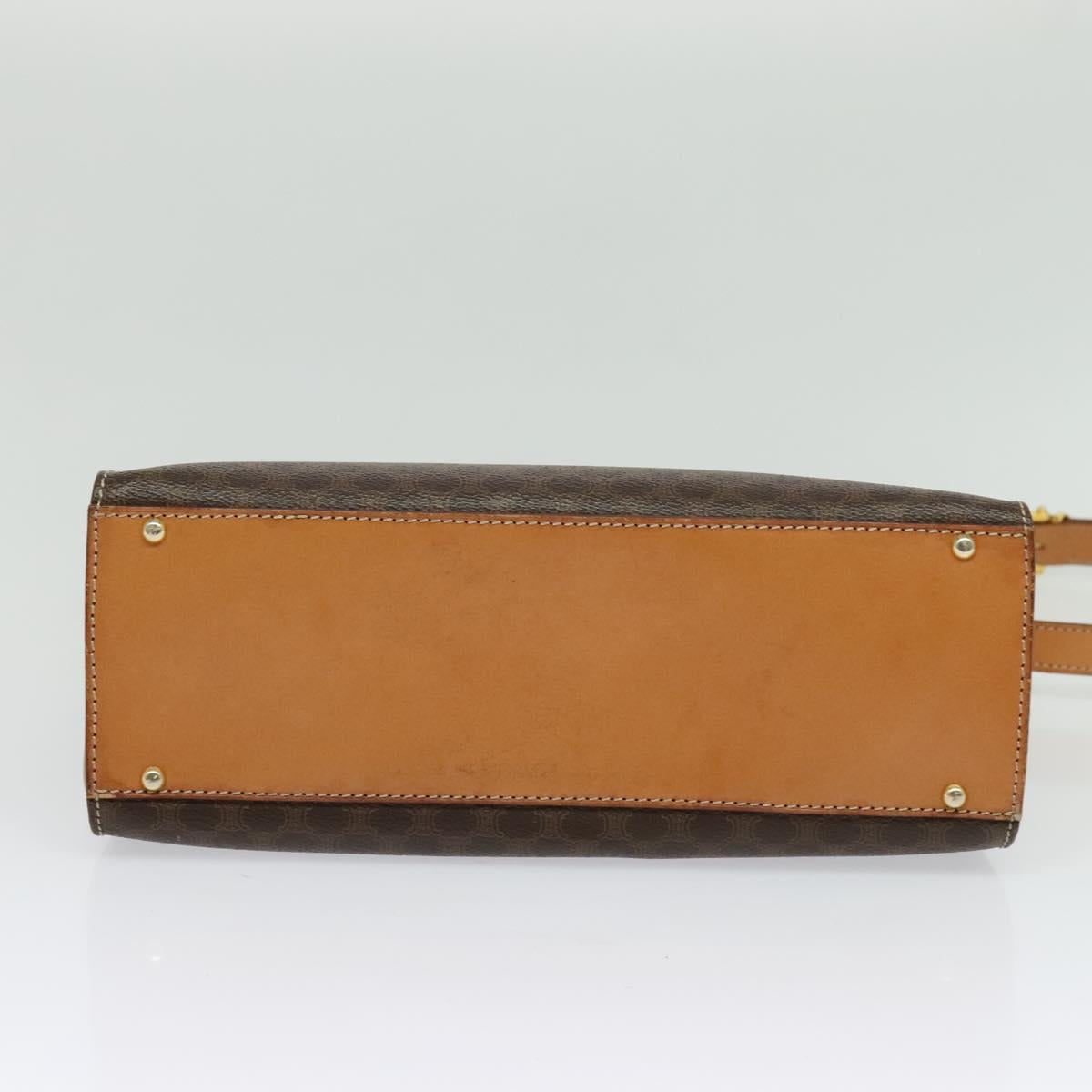 CELINE Macadam Canvas Hand Bag PVC Leather 2way Brown Gold Auth 124072